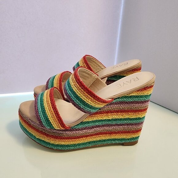 RAYE Rainbow Wedge Sandals Size 8 - Picture 5 of 7